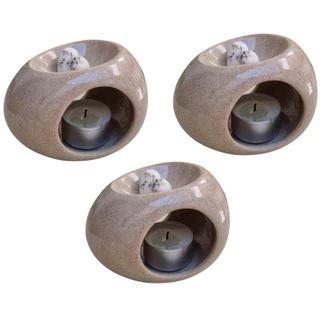 Kit 3 Difusor Rechaud Oval Moderno Para Óleos Essenciais e Wax Melts Areia