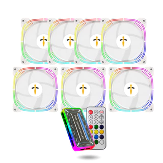 Kit Fans Rgb + Controlador Cooler Branca 6 Pinos Pc Gamer Ventoinha Gabinete Com Controle e Efeitos
