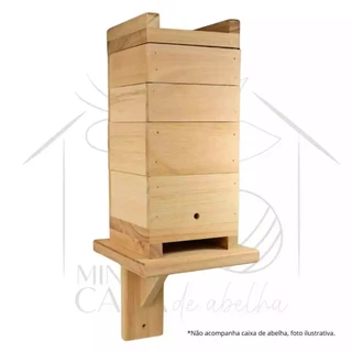 Kit Premium Caixa Abelha e Suporte Parede Caixa INPA 12x12 cm para Abelhas Sem Ferrão