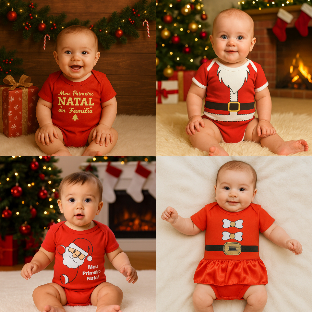 Body bebe Natal, mesversário/ papai noel/ mamae noel/Escolha o modelo