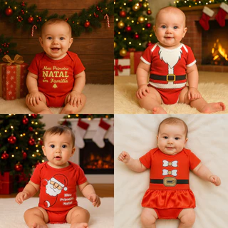 Body bebe Natal, mesversário/ papai noel/ mamae noel/Escolha o modelo