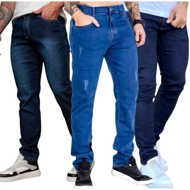 Calça jeans reta masculina linha premium estilo e conforto | Shopee Brasil