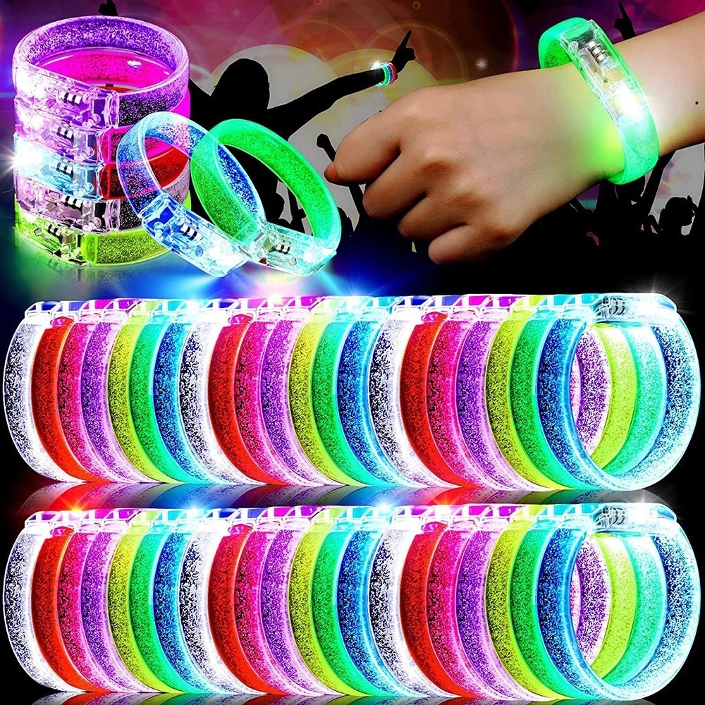 Pulseira Neon LED Kit 50 Un Adereços Balada Rave Festa Casamento ...