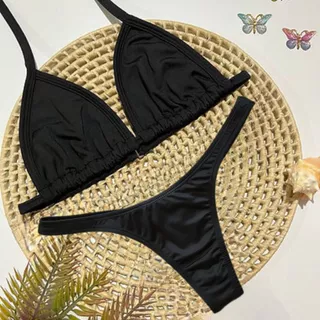 Biquini feminino asa delta fio dental busto cortininha forrado em Oferta na Shopee