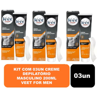 KIT 3X Creme Depilatório Veet Men Pele Normal 200ml