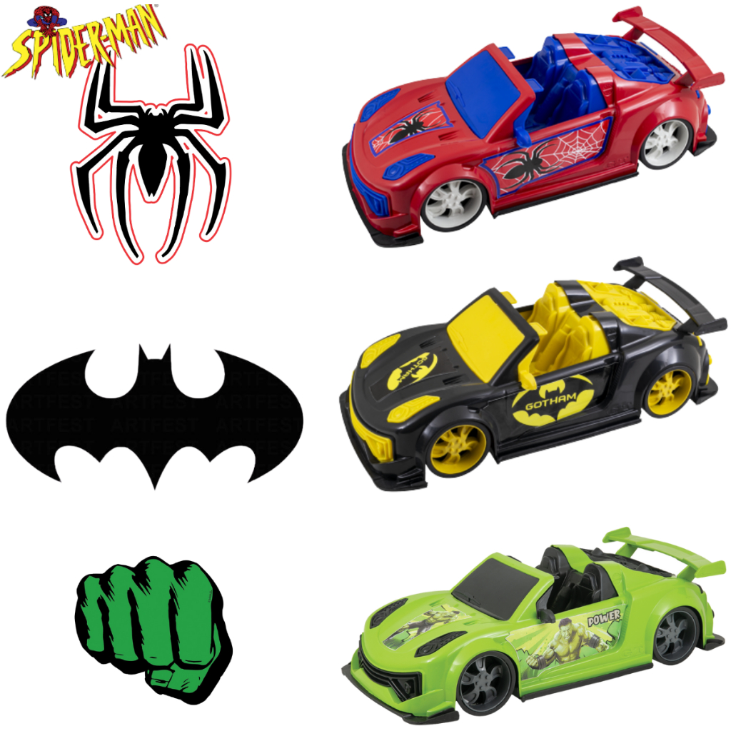 Coleção Carros Spider (Homem-Aranha), Power (Hulk) e Gotham (Batman ...