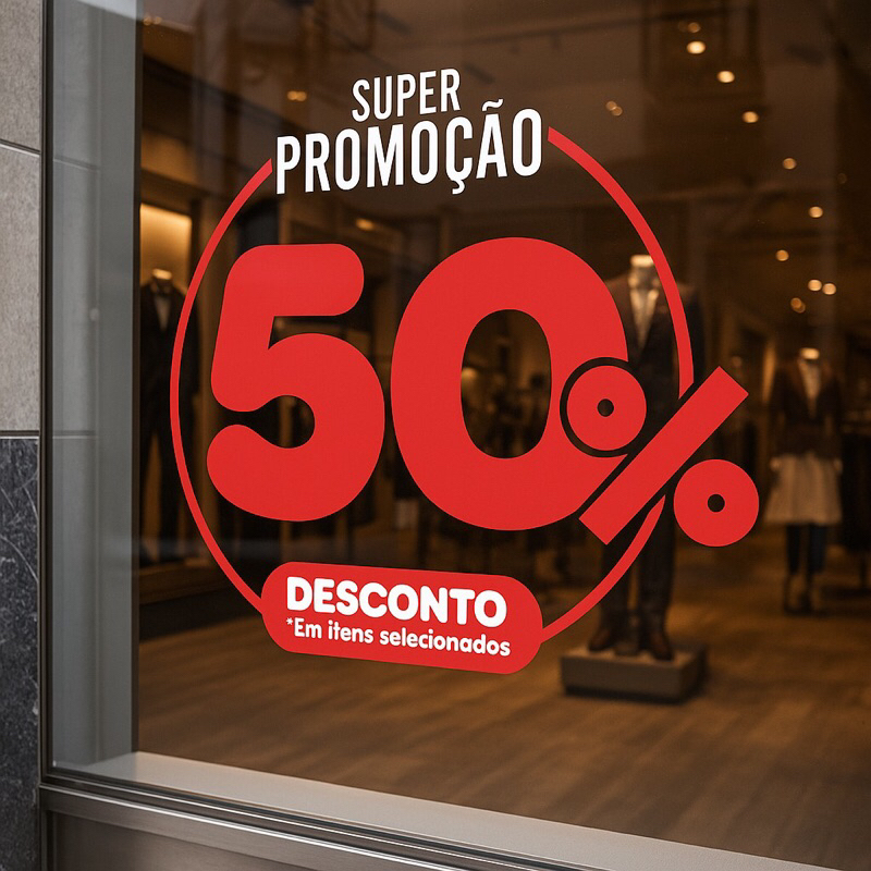 Adesivo Personalizado Vitrine Promoção 30% ou 50% de Desconto para ...