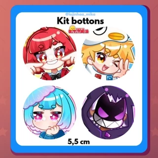 Kit com 4 Bottons De 5,5 CM Turma Da batatinha Indie série Desenho Kawaii Youtube