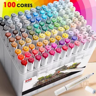 12/24/36/48/60/80 Cores Canetas Coloridas Kit Caneta Marcadora Cabeça Dupla Oleosa Montagem Artística Para Estudantes