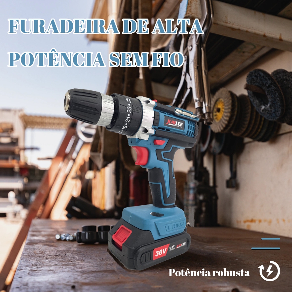 テルミーセット JUMLEE Furadeira Parafusadeira Sem Fio a bateria 36V 6000mAh com