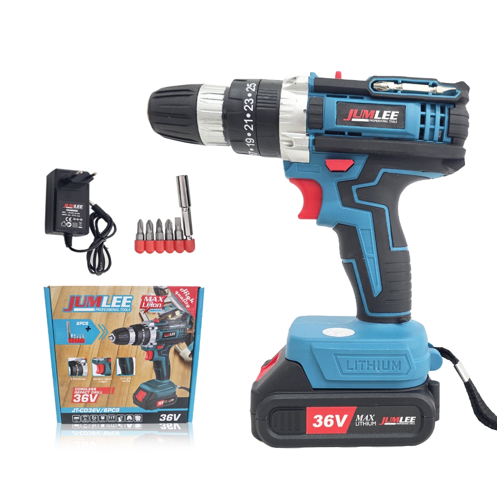 テルミーセット JUMLEE Furadeira Parafusadeira Sem Fio a bateria 36V 6000mAh com