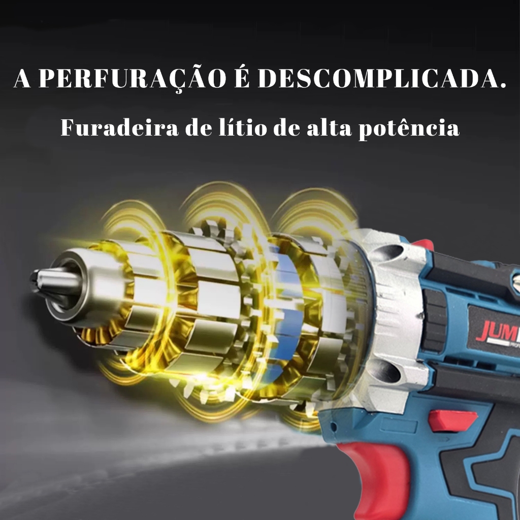 JUMLEE Furadeira Parafusadeira Sem Fio a bateria 36V 6000mAh com