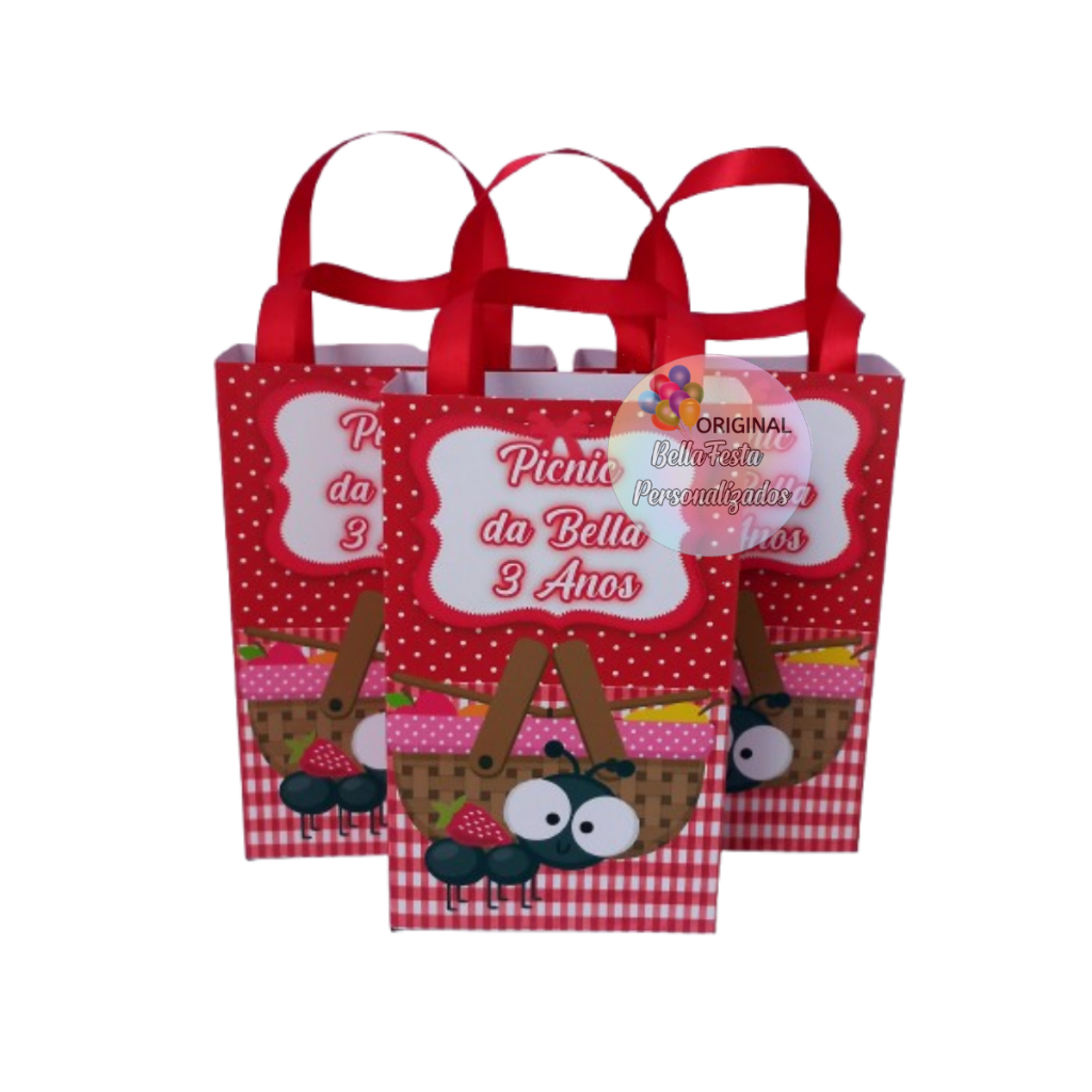 sacolinha surpresa personalizada picnic piquenique vermelho