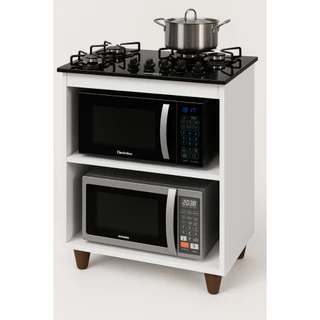 Kit Completo Cooktop Itatiaia Essencial Vidro Temperado + Balcão Cozinha TURIM