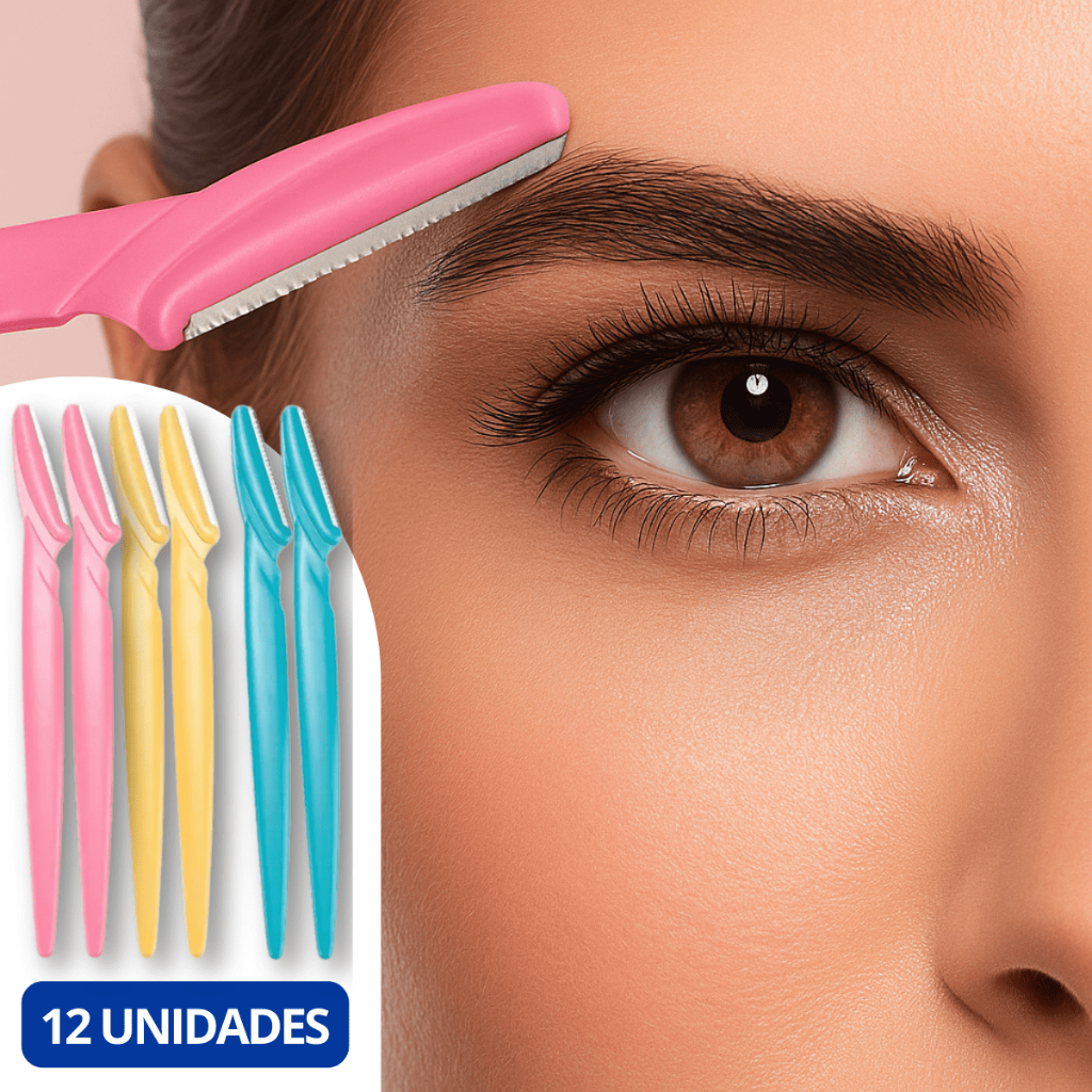 12 Lâminas Profissional Navalha Depilação Sobrancelha Rosto e Corpo ...