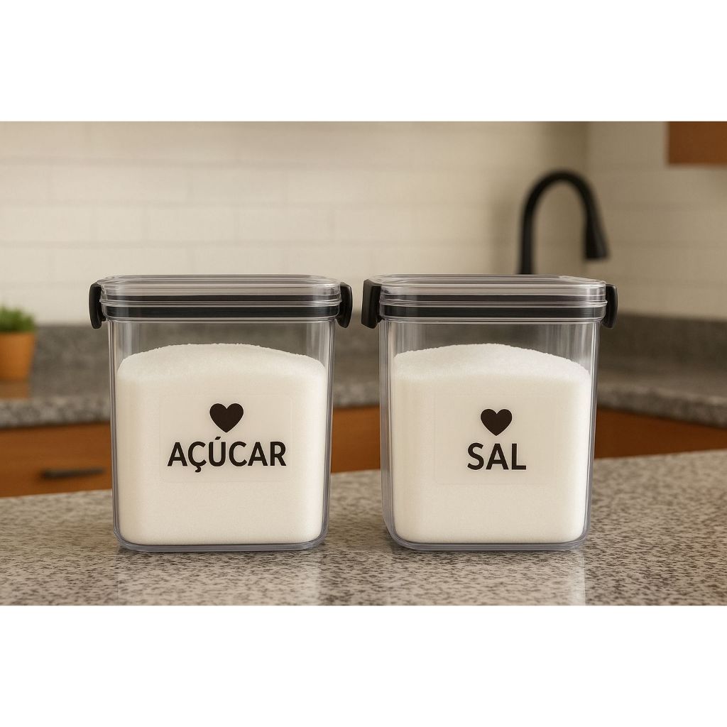 Pote Porta Sal, Açúcar, Café, Cappuccino ou Cápsula 900ml com Tampa Hermética