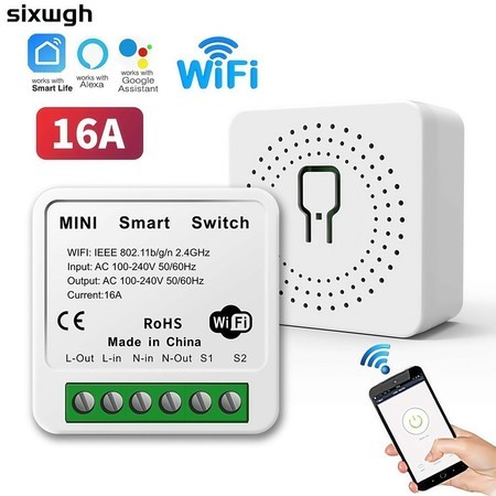 Módulo Interruptor Inteligente Tuya WiFi, Suporta Controle 1 canal,100-240V, Alexa, Google Home