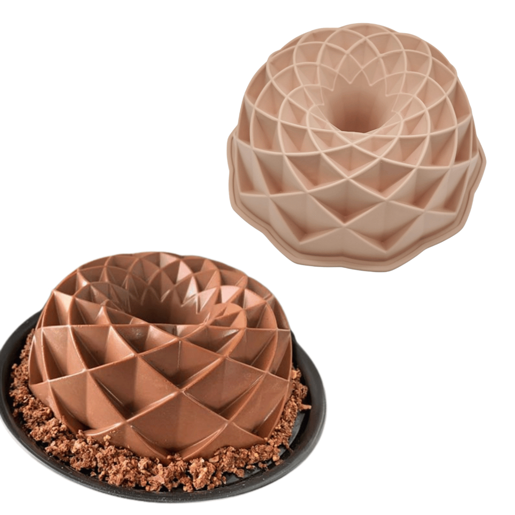 Molde De bolo 3D Geométrico Redondo para Air Fryer Forno For