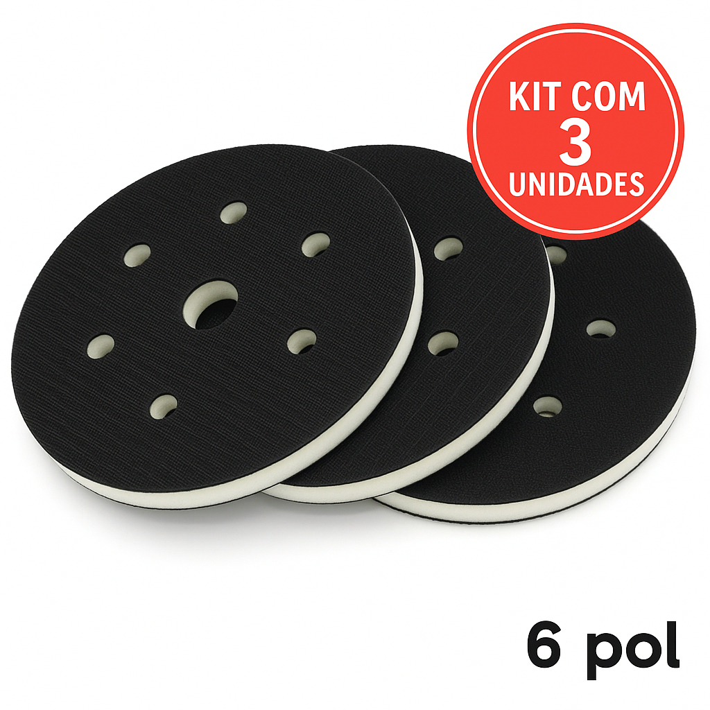 kit 3 Disco Roquite Redutor De Impacto Interface Hookit Trizact 150mm 6 ...