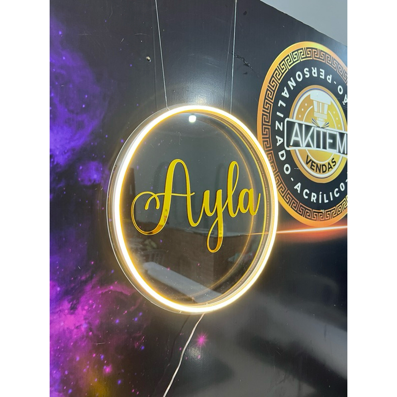 Placa de Acrílico com Led personalizado com escrita dourada ou prata ...
