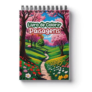 Livro de Colorir Paisagens Capa Dura 50 Desenhos A5 Folha de 120 Gramas Acomapanha Folha Para Proteçãp em Oferta na Shopee