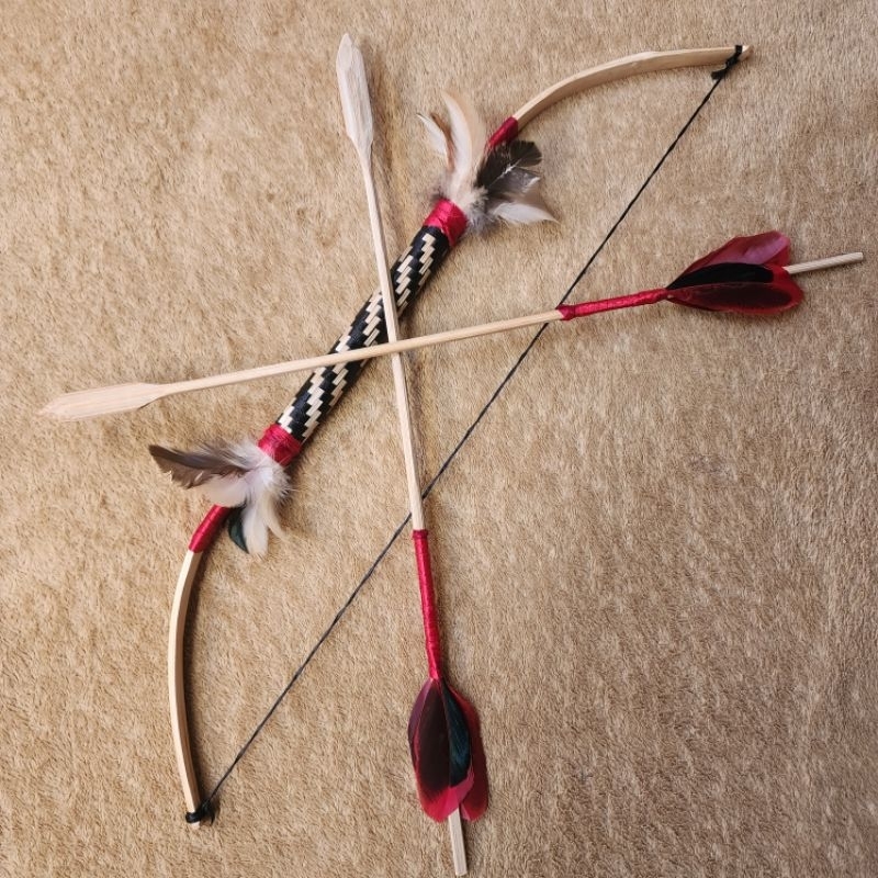 Arco e flecha, para decoração, artesanato indígena, altura 40cm