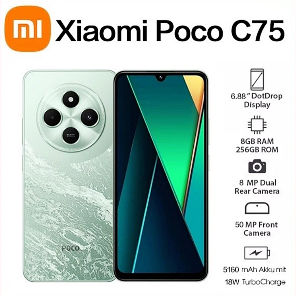 Smartphone Xiaomi Poco C75 256GB 8gb Ram Global NFC Novo Lacrado