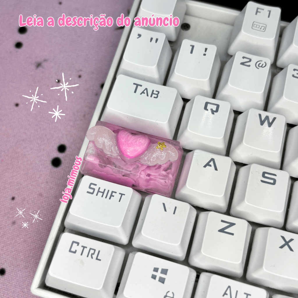 ☆Angle    Heart☆ KEYCAPS ANGEL LOVE CAPS - Efeito fumaça - coração com asas - Tecla