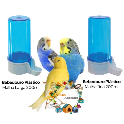 Kit 8 Bebedouro Automatico Italiano Grande Azul 200ml Para Calopsita ...