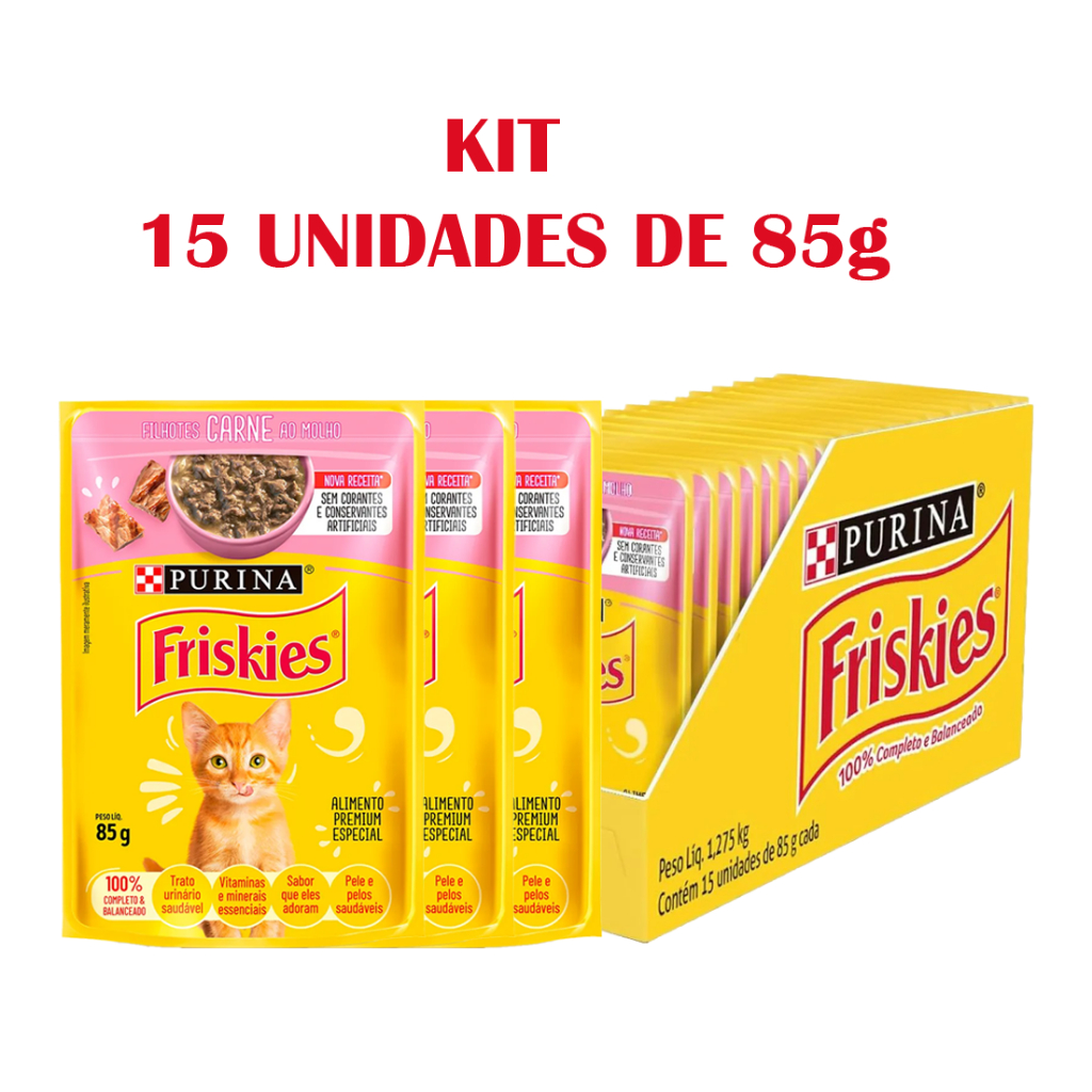Sache Friskies Ração Úmida para Gatos Filhotes sabor Carne caixa com ...