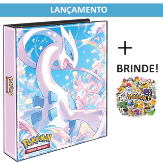 Fichário Álbum Grande Capa Dura para cartas Pokemon Pasta Cartas TCG LUGIA e SYLVEON