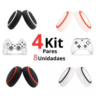 Kit 4 Pares Grip Protetor Analógico de Silicone para Controle PS4, PS5 e Xbox