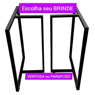 PÉ DE MESA TIPO INDUSTRIAL BASE FERRO 75X60 KIT 2 PEÇAS