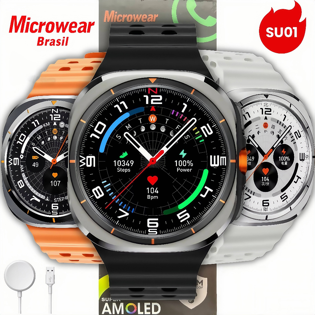 Relógio Smartwatch SU01 47mm GPS Integrado Responde WHATSAPP TELA ...