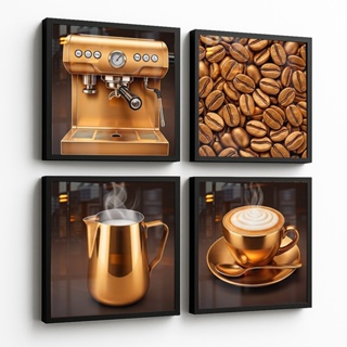 Kit Quadrinhos Decorativos Cantinho do Café Moderno Cafeteria Cafezinho Grãos