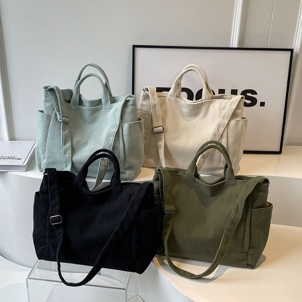 Bolsa feminina minimalista de grande capacidade em veludo, ideal para uso diário, como bolsa de ombro ou transversal