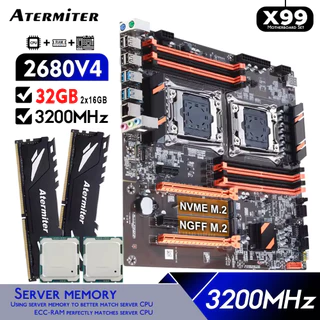 Kit Placa mãe duo x99 2x 2680v4 32gb + 2xcpufans a Pronta entrega