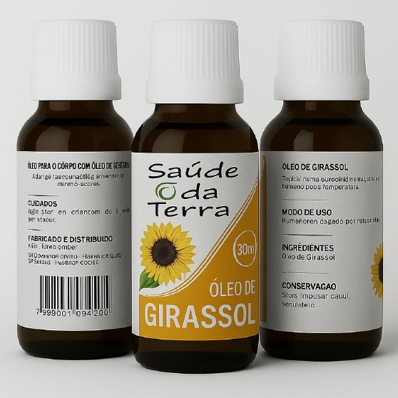 Óleo de Girassol 30ml Hidratação Natural da Pele e Nutrição Capilar ...