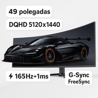 49” Monitor Gamer LED Curvo Ultrawide 165Hz 1ms DQHD com Som Integrado RGB