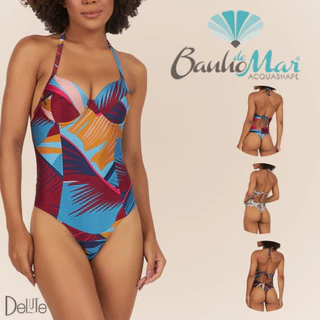 Maio Banho de Mar de Alta Compressao Com Bojo Estampado Efeito Zero Barriga Modela Reduz Fio Dental em Oferta na Shopee