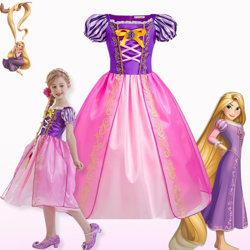 Fantasia Rapunzel Enrolados Vestido Infantil Rapunzel Vestido