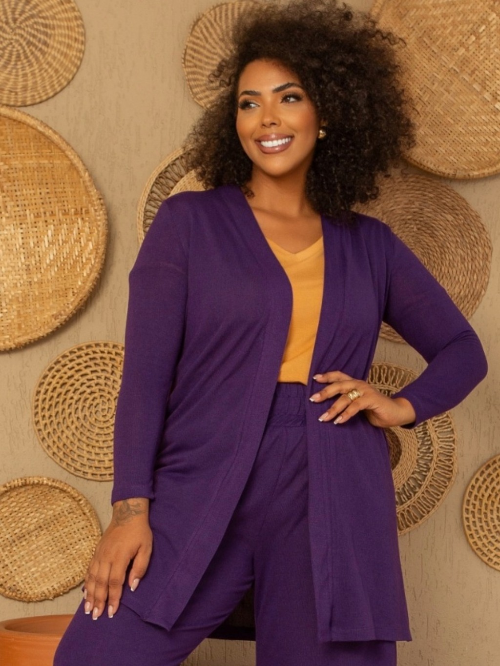 CASACO CARDIGAN FEMININO ALONGADO MALHA LANZINHA PLUS SIZE COM