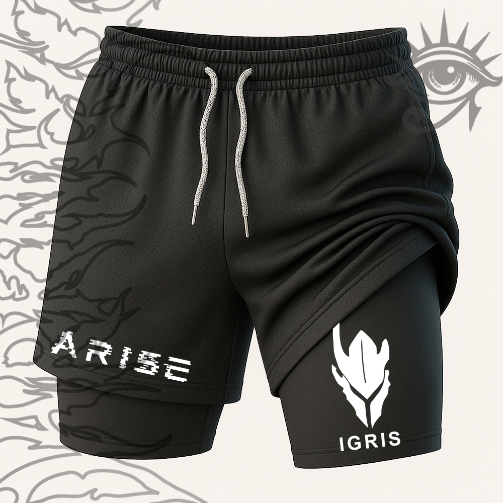 Short Compressao 2 em 1 Fitness Arise Igris Monarch Anime Gym Treino Confortavel -Darknezz