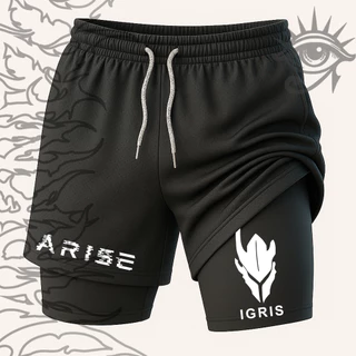 Short Compressao 2 em 1 Fitness Arise Igris Monarch Anime Gym Treino Confortavel -Darknezz