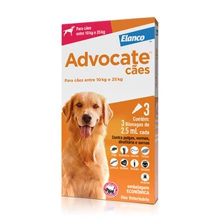 Advocate Antipulgas para Cães de 10 a 25kg Combo 3 Pipetas de 2,5ml Elanco em Oferta na Shopee