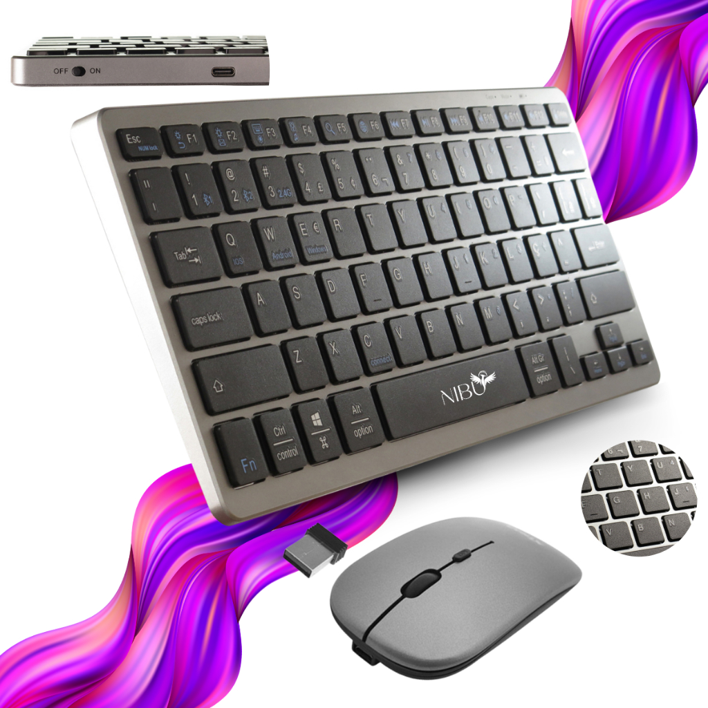 Kit Teclado E Mouse Sem Fio Bluetooth Recarregável Abnt Br | Shopee Brasil