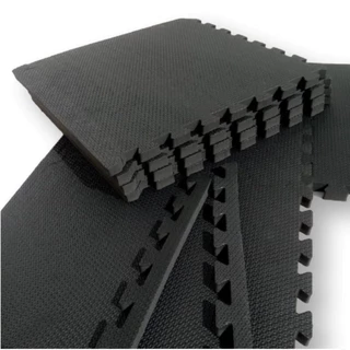 Kit 12 Tapete Eva Tatame Preto 50x50 Com Bordas