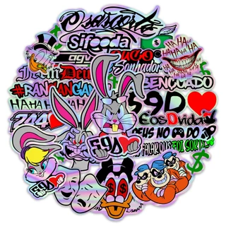 Kit 14 Adesivos Holografico Cartela Pernalonga 244 Osascorte Sonhador Moto Carro Capacete Camaleão em Oferta na Shopee
