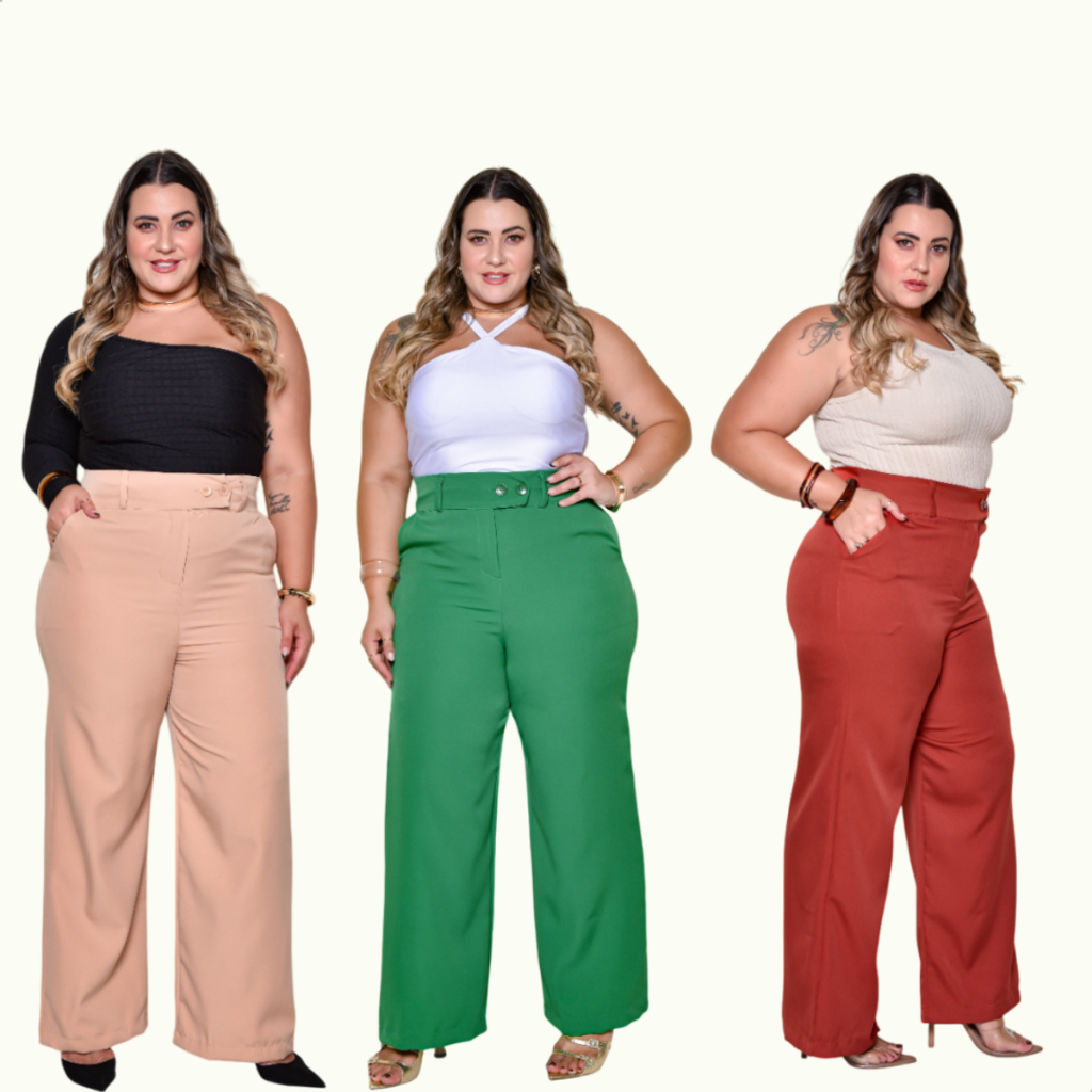 Calça Feminina Pantalona Alfaiataria Roupa Plus Size Social | Shopee Brasil
