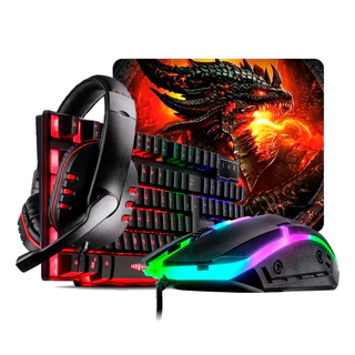 Kit Gamer Teclado Semi Mecânico + Mouse Led Rgb Iluminado Jogos Pc Usb + Mouse Pad Gamer + HeadSet em Oferta na Shopee